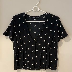 Zara Black and White Polka Dot Shirt